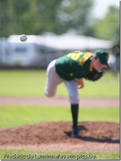 May 23, 2010; Namur, Belgium. Belgian Baseball Championship (1BB) : match between the Namur Angels (white) and the Merksem Greys. A Greys fastball is caught mid-air and appears to be frozen. Greys defeated the Angels 19-2. May 23, 2010; Namur, Belgium. Belgian Baseball Championship (1BB) : match between the Namur Angels (white) and the Merksem Greys. A Greys fastball is caught mid-air and appears to be frozen. Greys defeated the Angels 19-2.